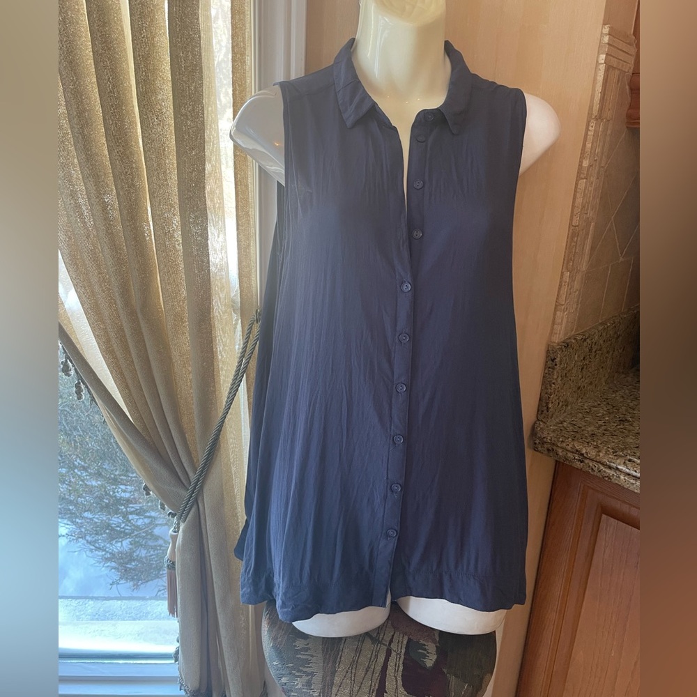 Lush Deep Blue Rayon high low Top